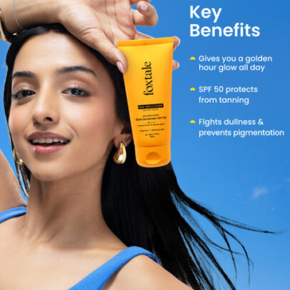 FoxTale Glow Sunscreen with Vitamin C & Niacinamide SPF 50 PA++++ In-Vivo Tested - 80ml