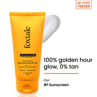FoxTale Glow Sunscreen with Vitamin C & Niacinamide SPF 50 PA++++ In-Vivo Tested - 80ml