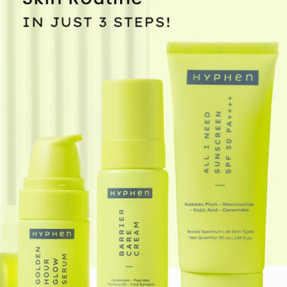 Hyphen Daily Face Care Regime - Normal to Dry Skin with Face Serum, Face Cream & Sunscreen