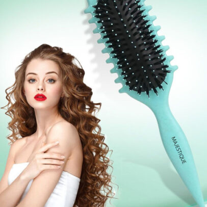 MAJESTIQUE Curly Detangler Flat Hair Brush - Green