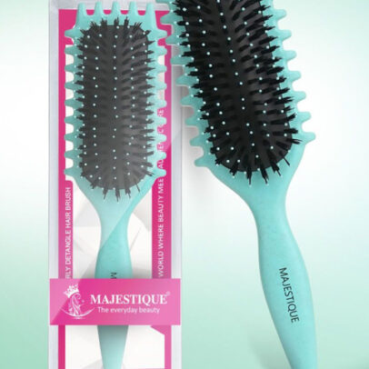 MAJESTIQUE Curly Detangler Flat Hair Brush - Green